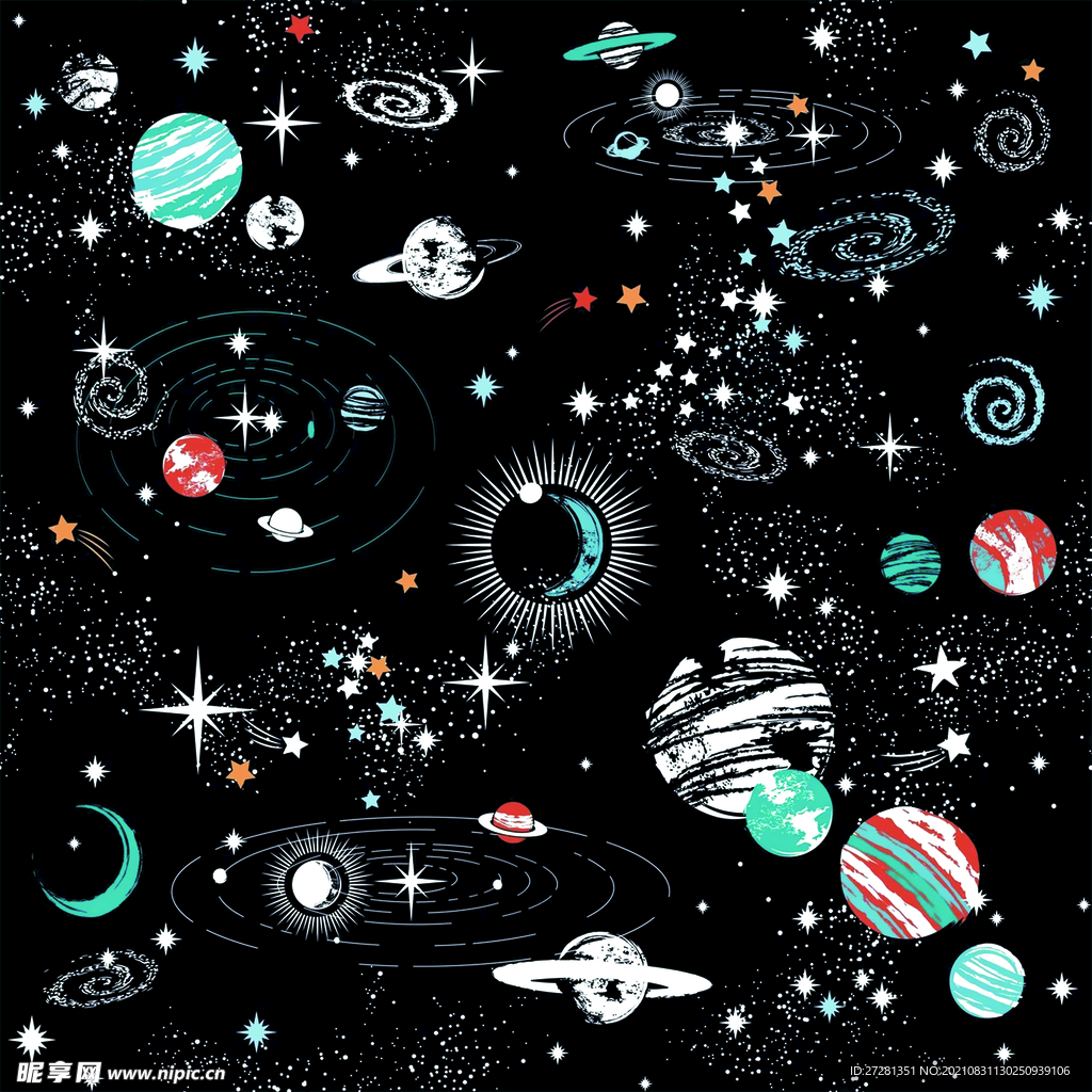 太空星球数码印花图片
