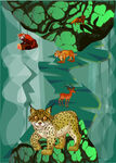 原创创意手绘矢量图动物境遇豹子