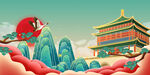 国潮风中国风插画背景