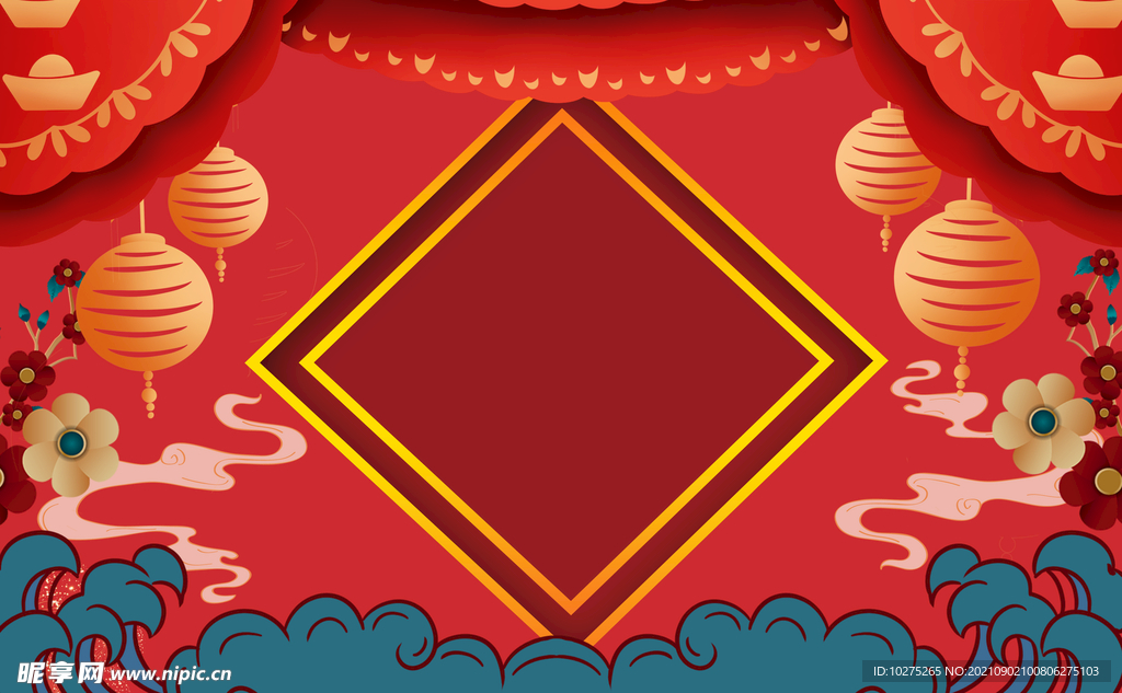 国潮风中国风插画背景