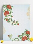 矢量手绘勾丝山雀牡丹花中国风