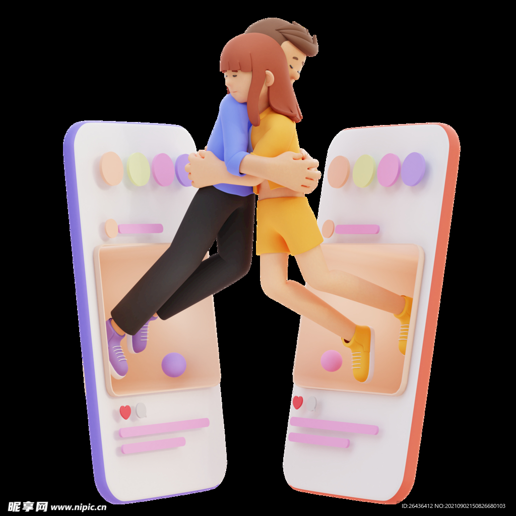 c4d卡通拥抱人物