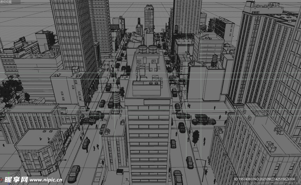C4D模型现代都市构图场景
