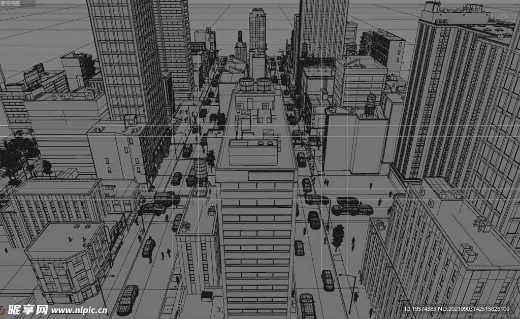 C4D模型现代都市构图场景