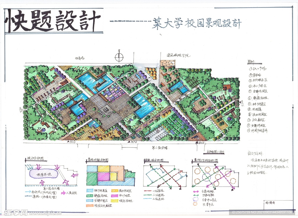 大学校园 景观设计 