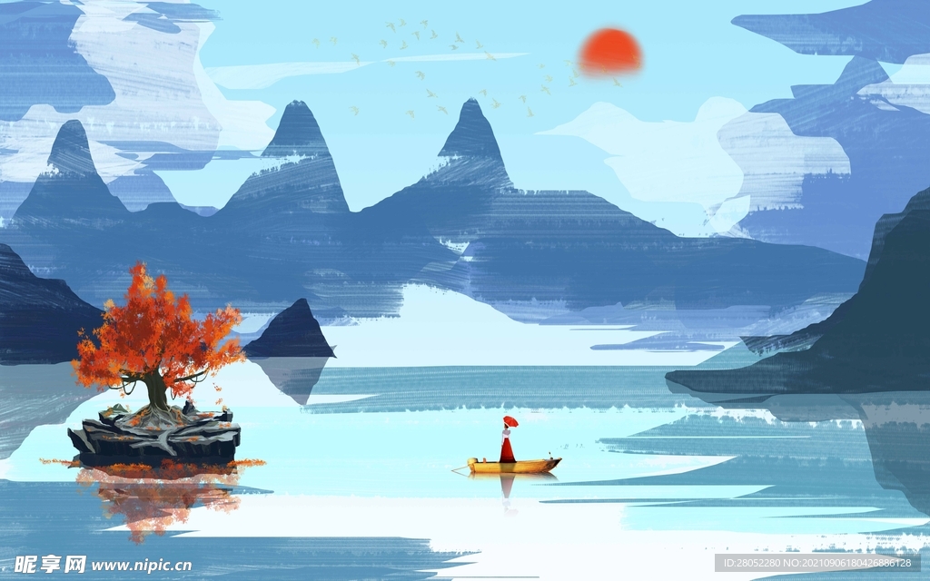 中式山水背景