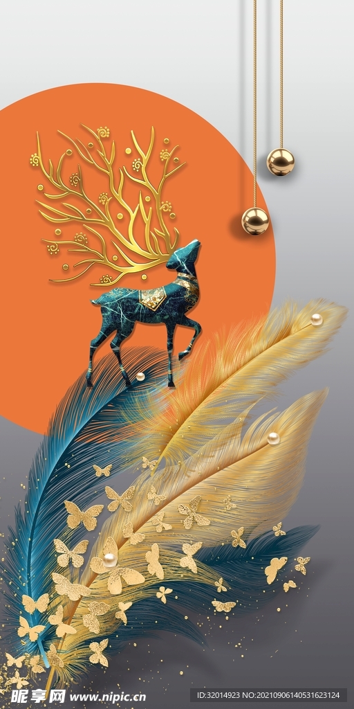 麋鹿装饰画