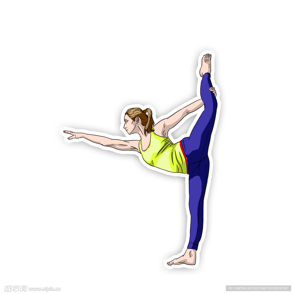 练瑜伽的女人健身的女孩卡通矢量