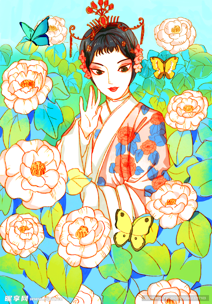 花丛中的小姑娘