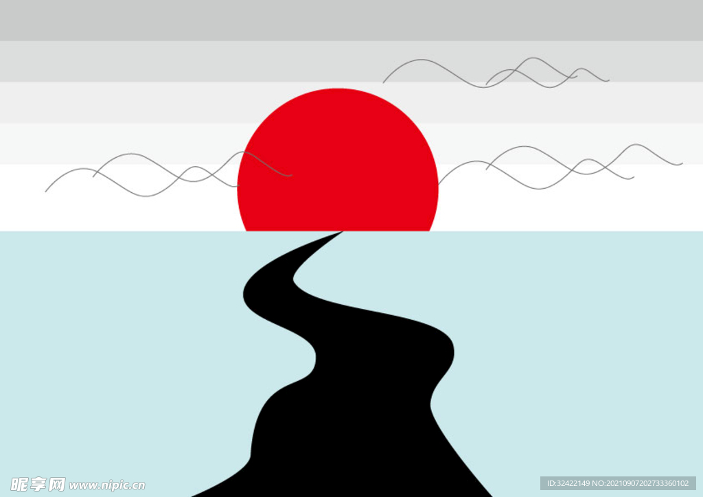 落日小插画