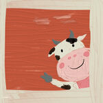 手绘红色可爱小动物奶牛