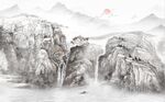 中式水墨山水国画电视背景墙