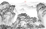 中式水墨山水国画电视背景墙