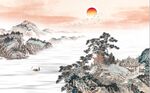 中式水墨山水国画电视背景墙