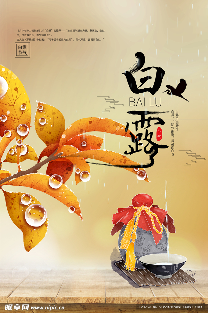 中国传统24节气白露节海报