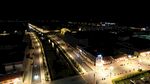 城镇道路夜景鸟瞰-几字