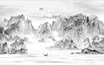 中式水墨山水国画电视背景墙