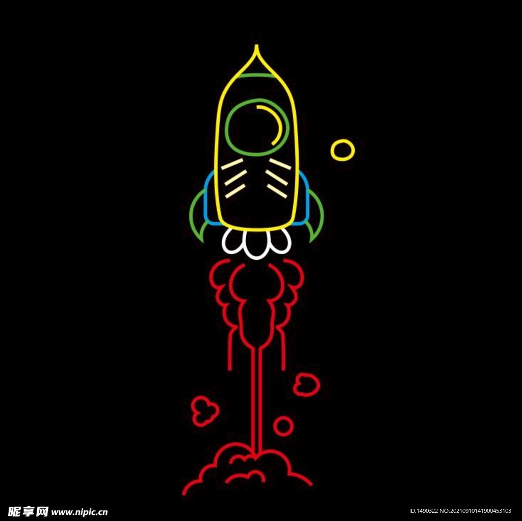 火箭 太空 网红霓虹灯