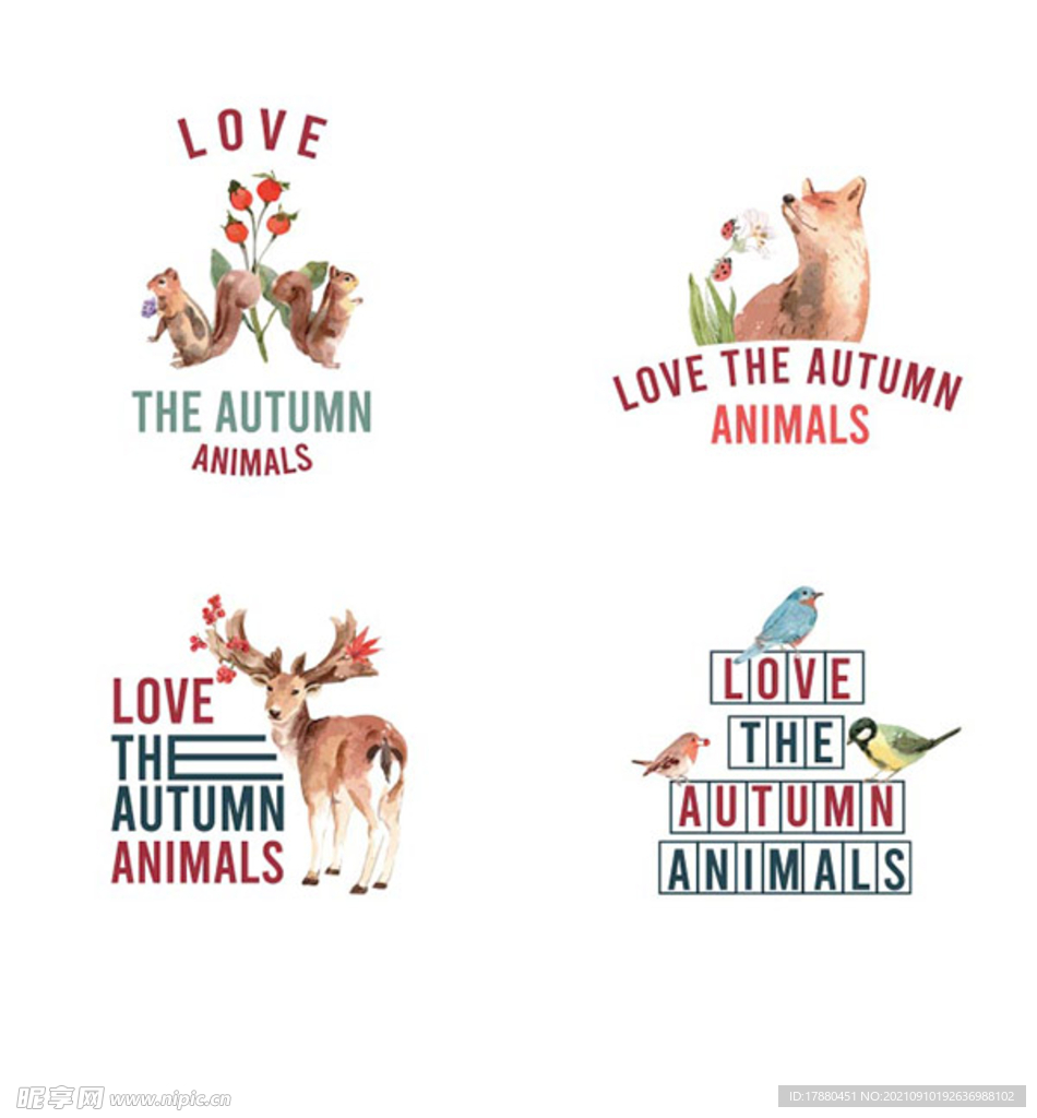 秋天和动物标志