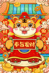 虎年大吉漫画海报