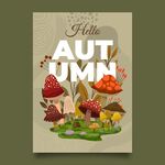 手绘秋季垂直海报模板免费矢量