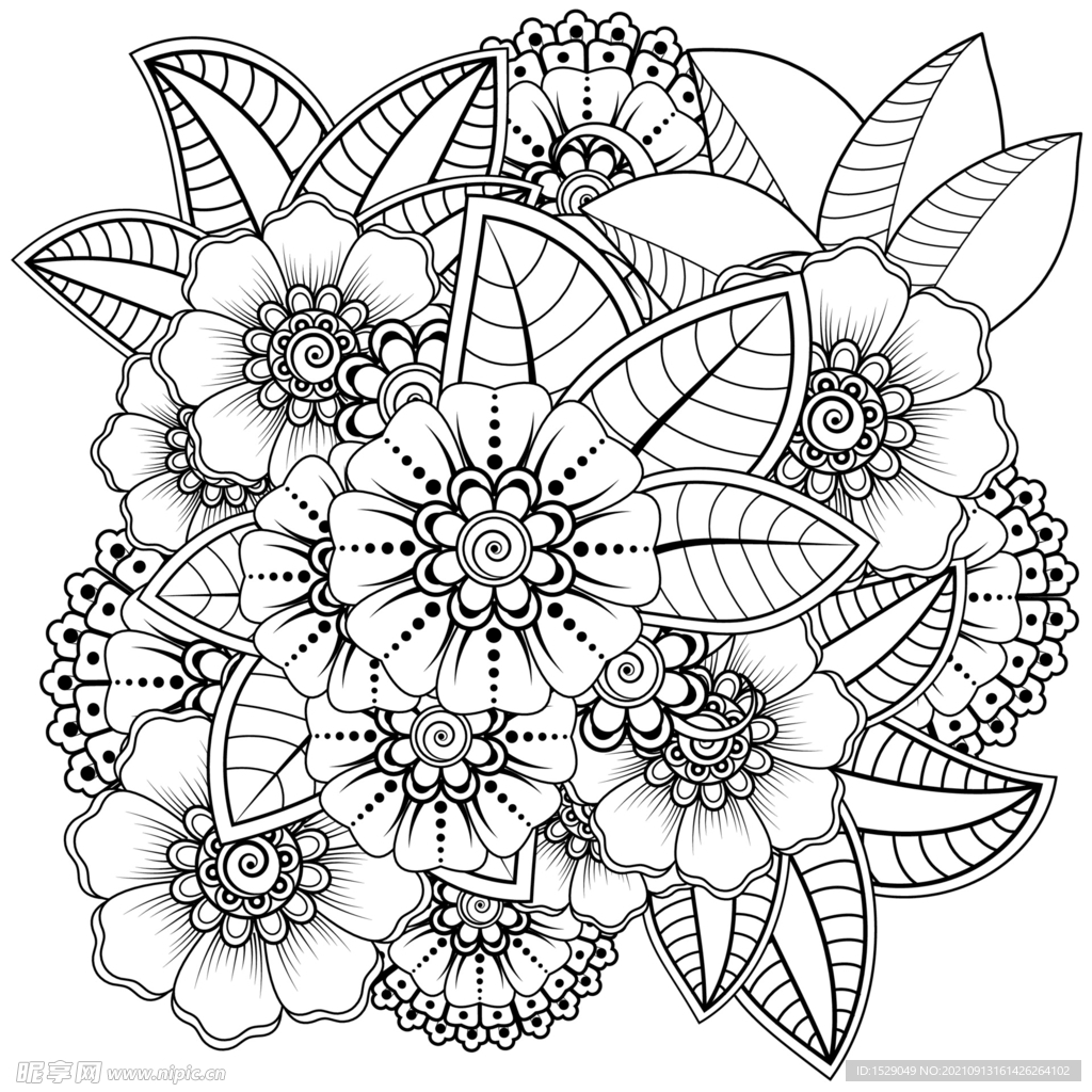 白描装饰花纹  