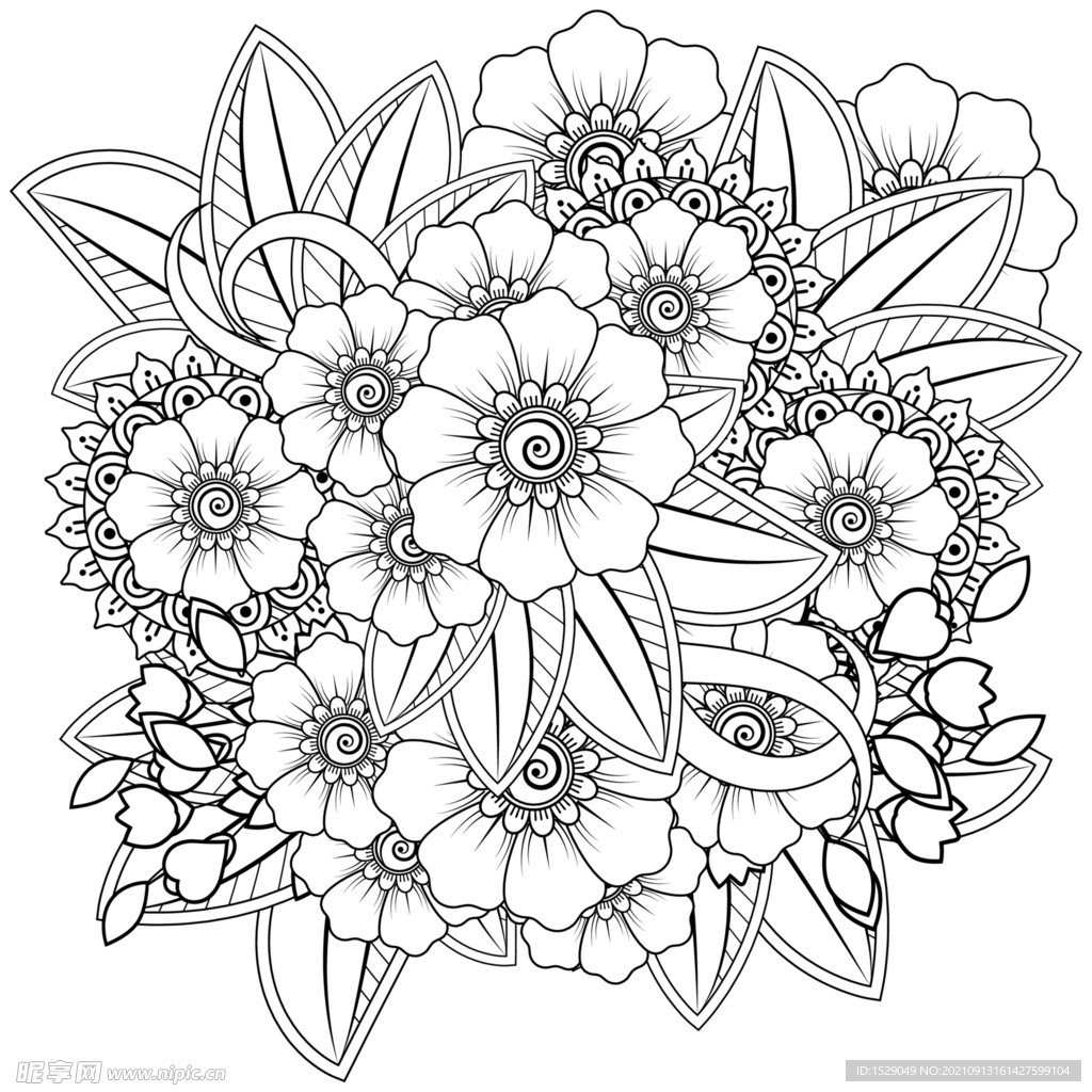 白描装饰花纹 