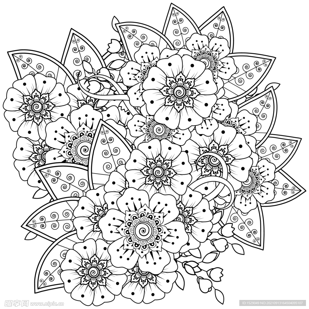 白描装饰花纹  