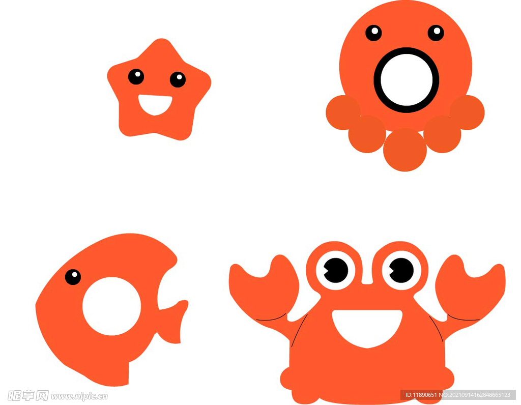 海洋生物螃蟹八爪鱼墨鱼海星星鱼