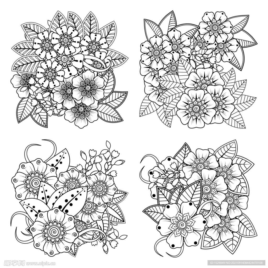 白描装饰花纹  