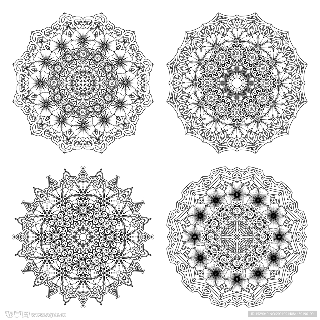 白描装饰花纹  