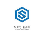 S字母logo  蓝色科技公司