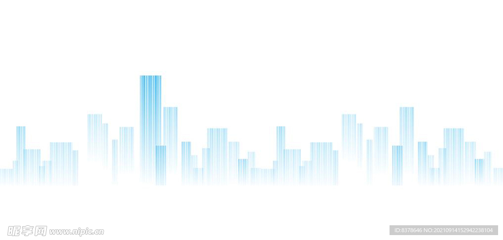蓝色矢量线条楼群