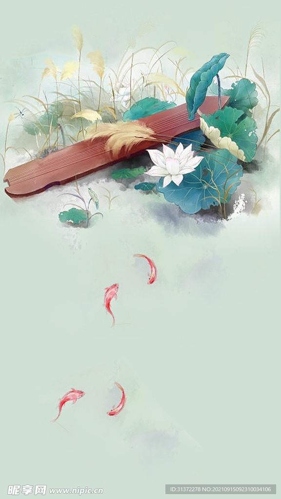   荷花插画海报图片 