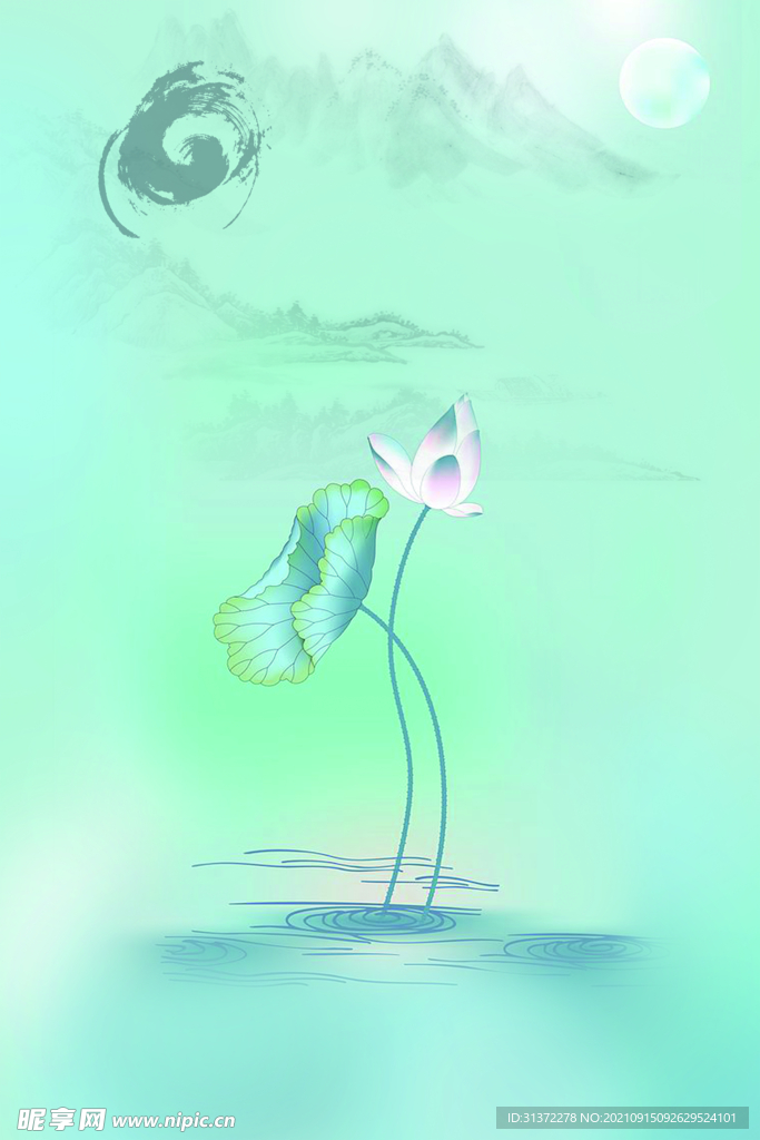  荷花插画海报图片 