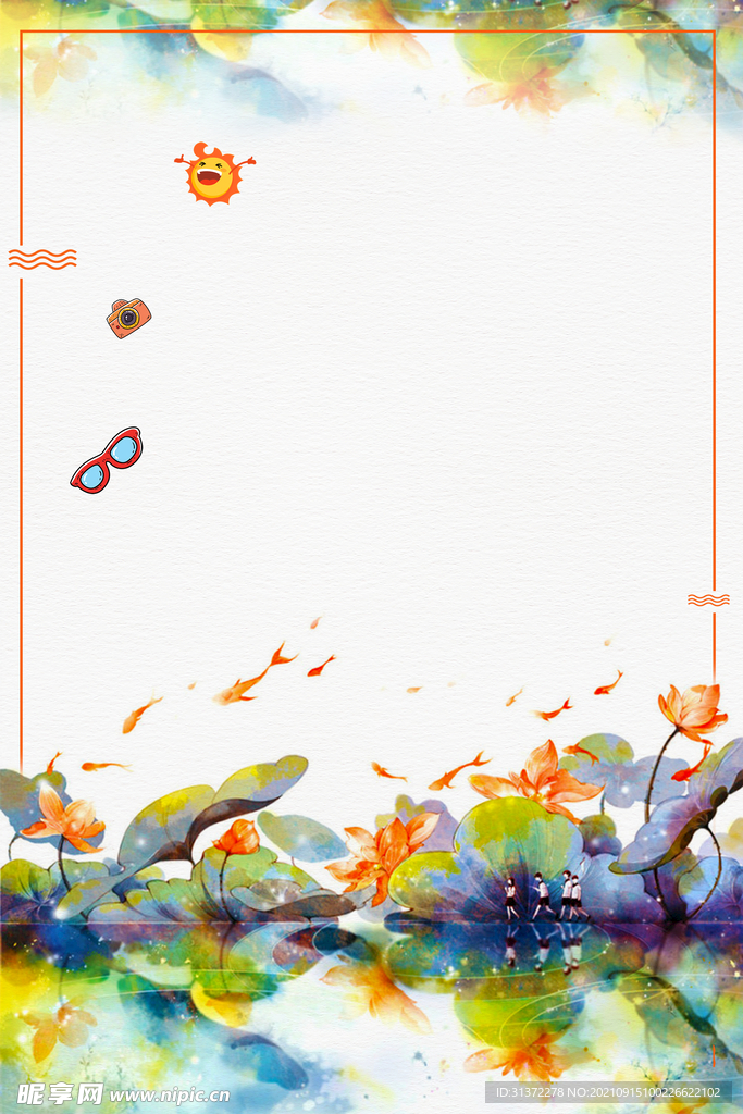 荷花插画海报图片 