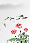  荷花插画海报图片 
