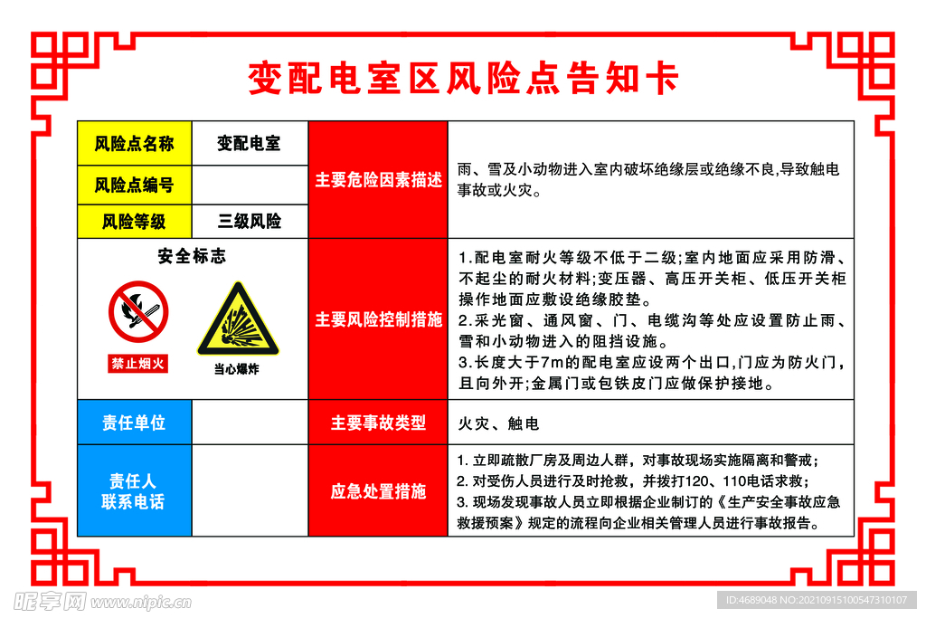 变配电室区风险点告知卡