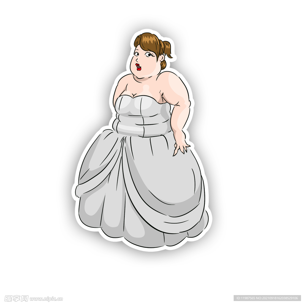 穿婚纱的胖女人38妇女节卡通