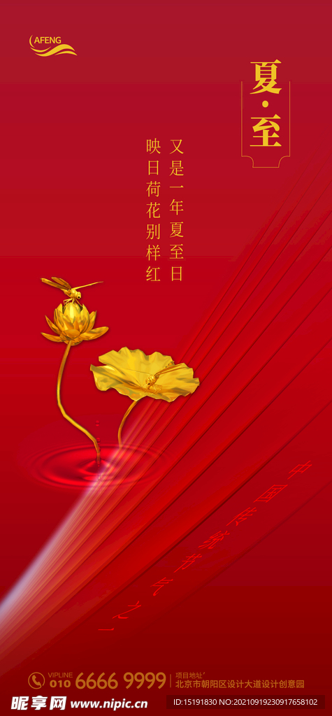 红金色地产节气海报