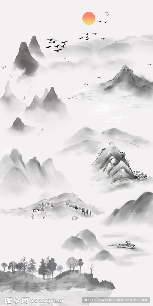 玄关山水