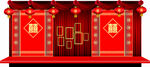 大红色主题婚庆照片舞台背景