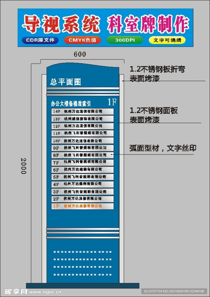 办公楼层导向牌医院指向