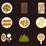 中餐食物扁平插画元素 