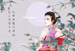赏花的美女