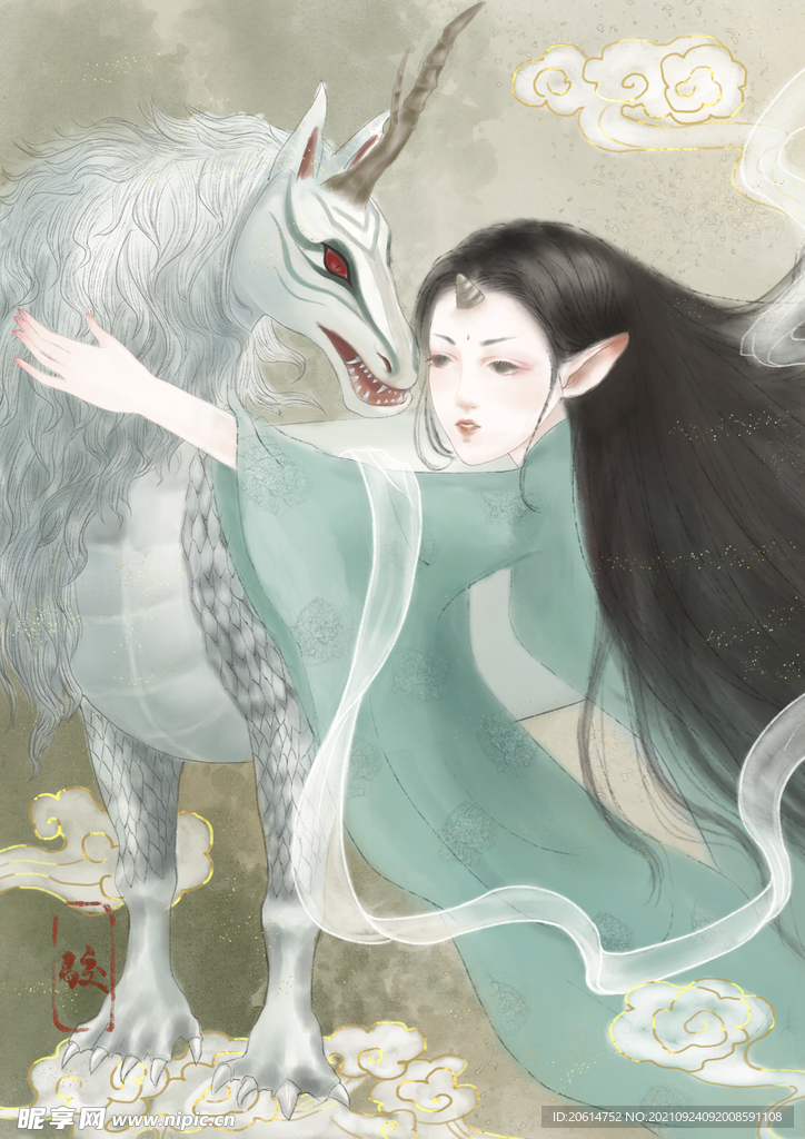 山海经美女与神兽
