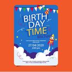 卡通儿童生日海报矢量