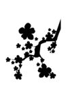 梅花枝黑白剪影