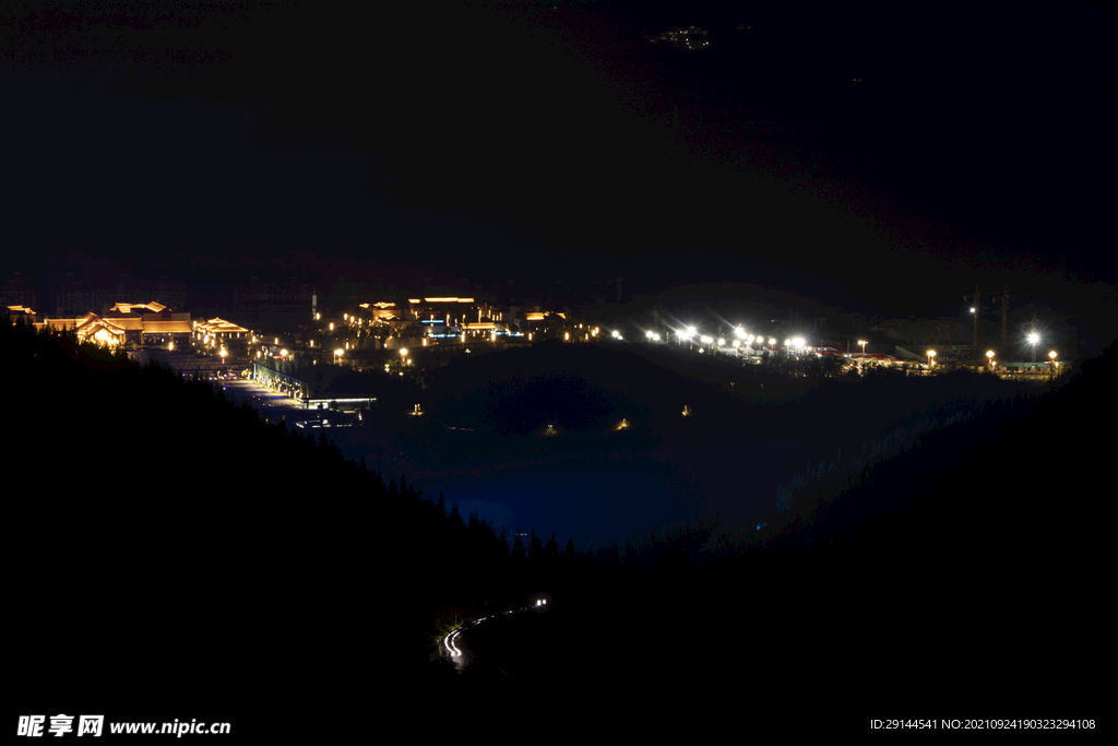 贵州省盘州市夜景鸟瞰图