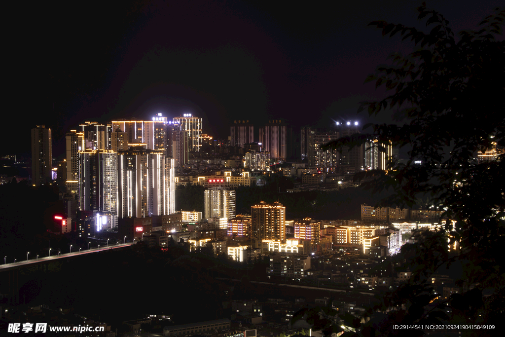 贵州省盘州市夜景鸟瞰图
